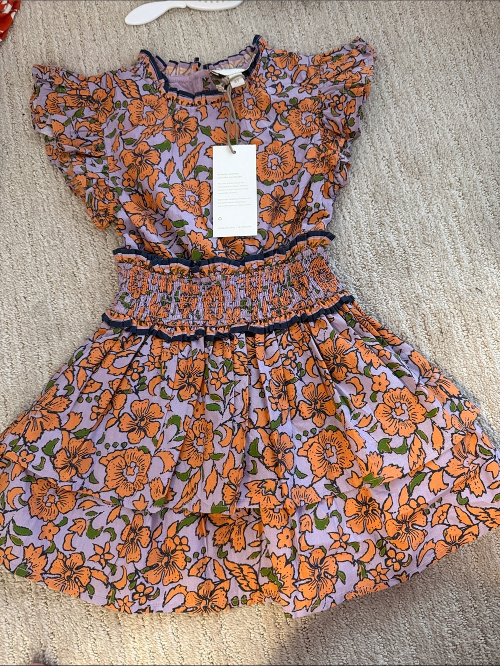 Cleobella Lavender Dress with Orange Floral Print